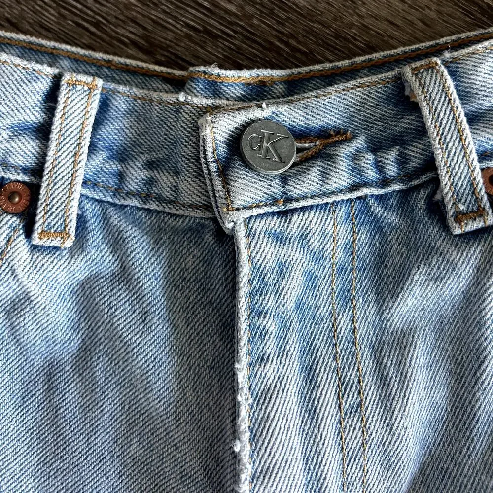 90s Vintage Calvin Klein Jeans High Rise Cuffed Denim Shorts Size 4 USA Cotton